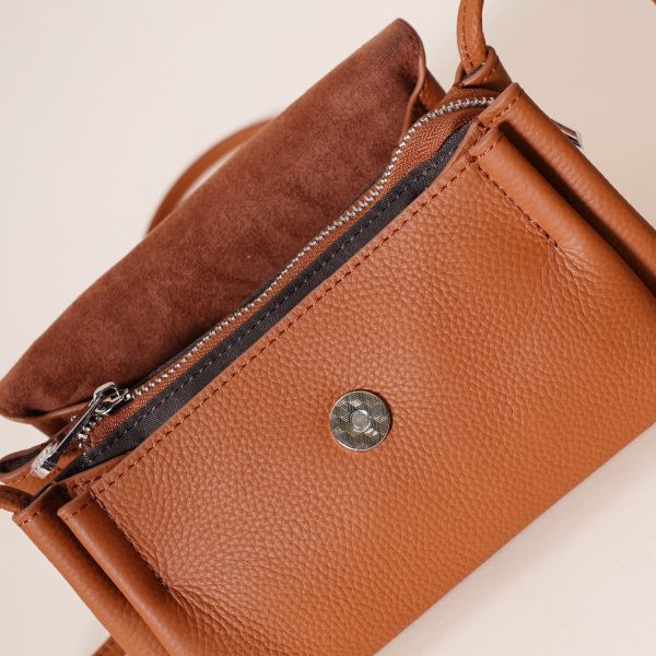 Orange Genuine leather messenger bag women's bag high-end fashion mini exquisite first layer cowhide small bag - Image 5