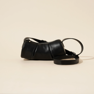 Black Genuine leather women's bag bamboo bag simple design cowhide cylinder underarm crossbody bag