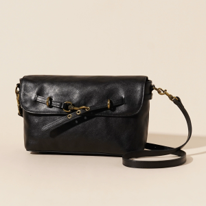 Black cowhide tote bag messenger bag genuine leather texture large shoulder bag women's messenger bag