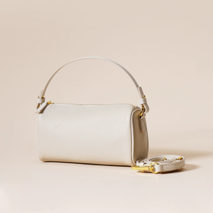 White Cowhide high-grade genuine leather women's bag simple underarm bag popular all-match handheld crossbody bag