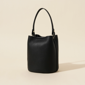 Black Cowhide bucket bag spring and summer genuine leather women's bag high-end shoulder crossbody handbag