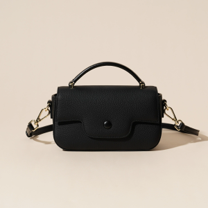 Black Cowhide genuine leather women's bag versatile popular retro high-end shoulder crossbody handbag